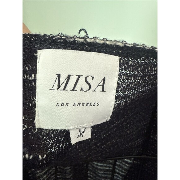 Misa Los Angeles m Sweater  l Karine Fringe Navy Blue  White Crop Top $249 - Picture 6 of 12